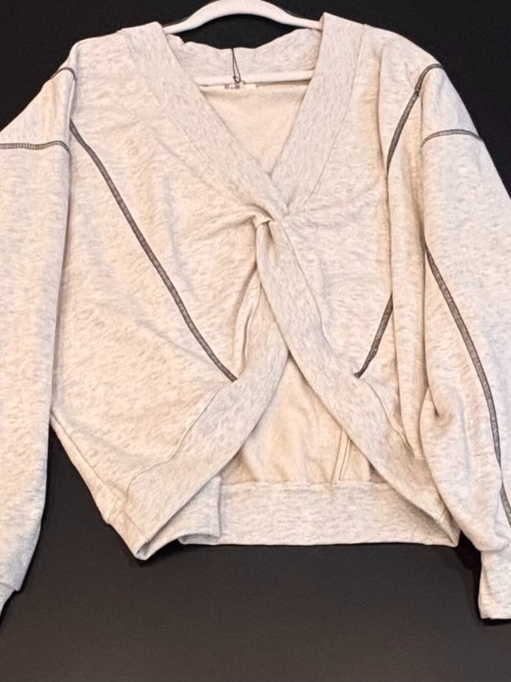 Grey crossed long sleeve shirt
